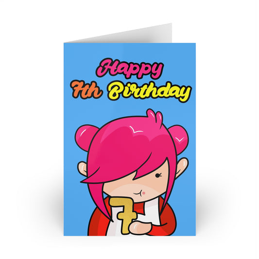 AlphaBetty Happy 7th Birthday Cards (1 or 10-pcs)