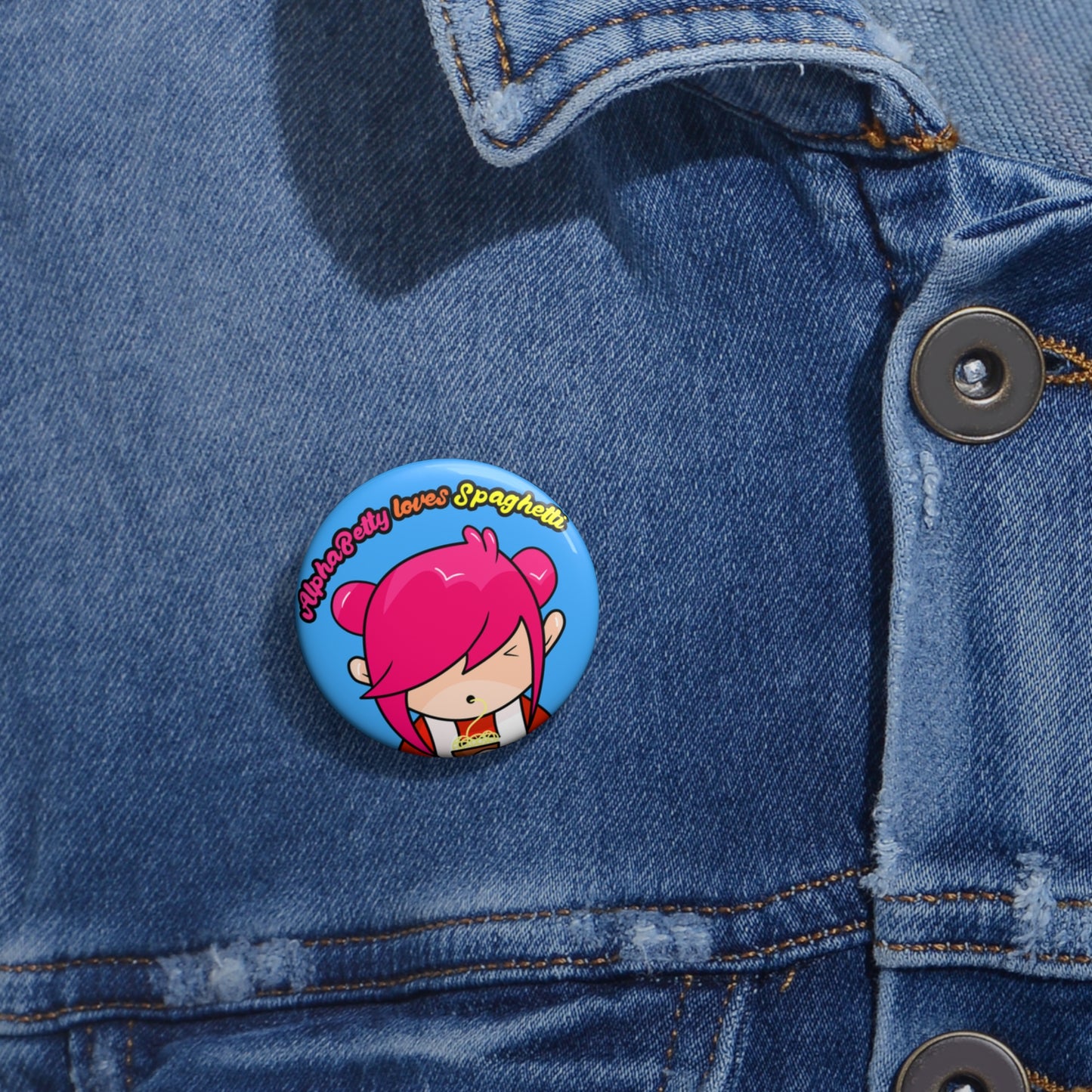 AlphaBetty Loves Spaghetti Pin Buttons