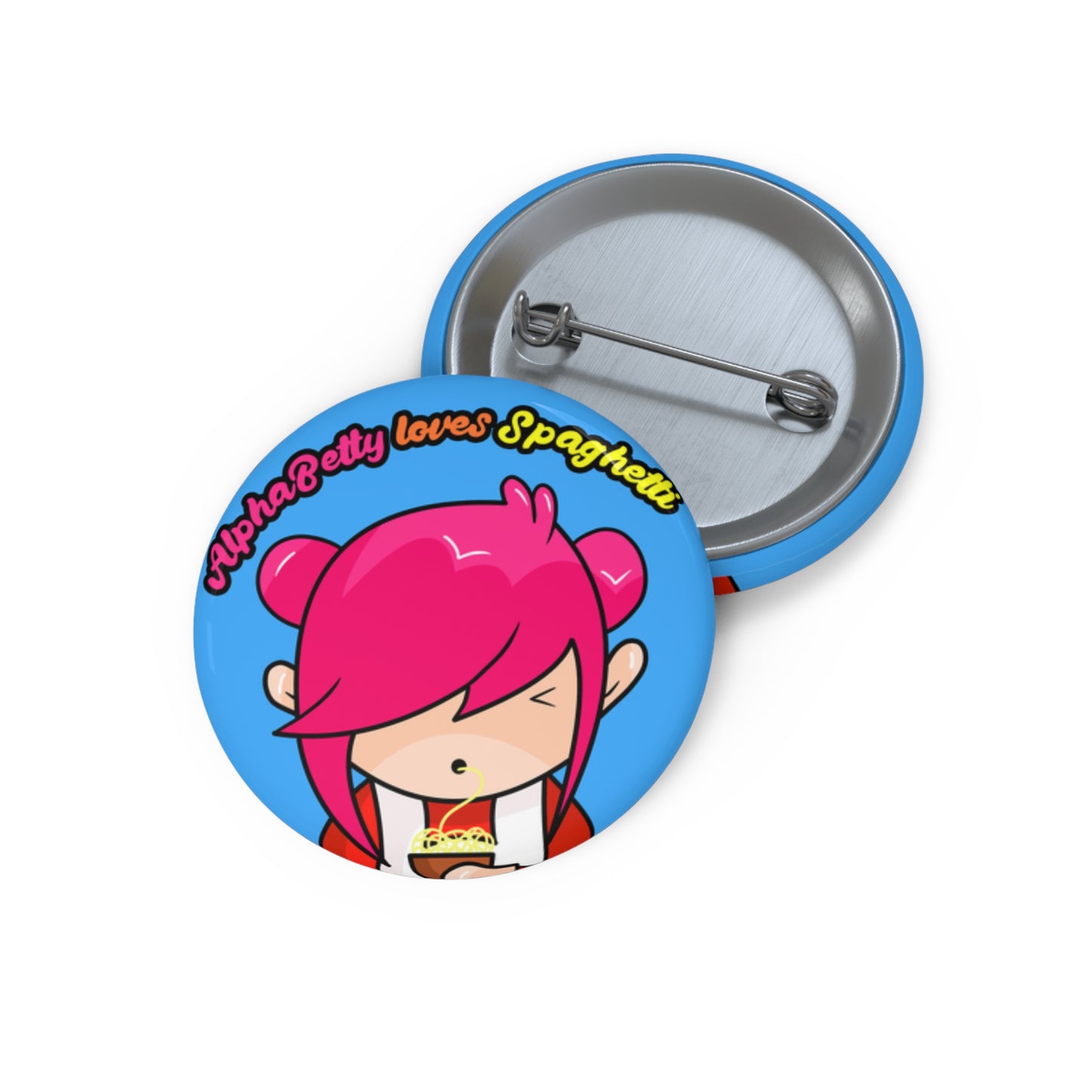 AlphaBetty Loves Spaghetti Pin Buttons