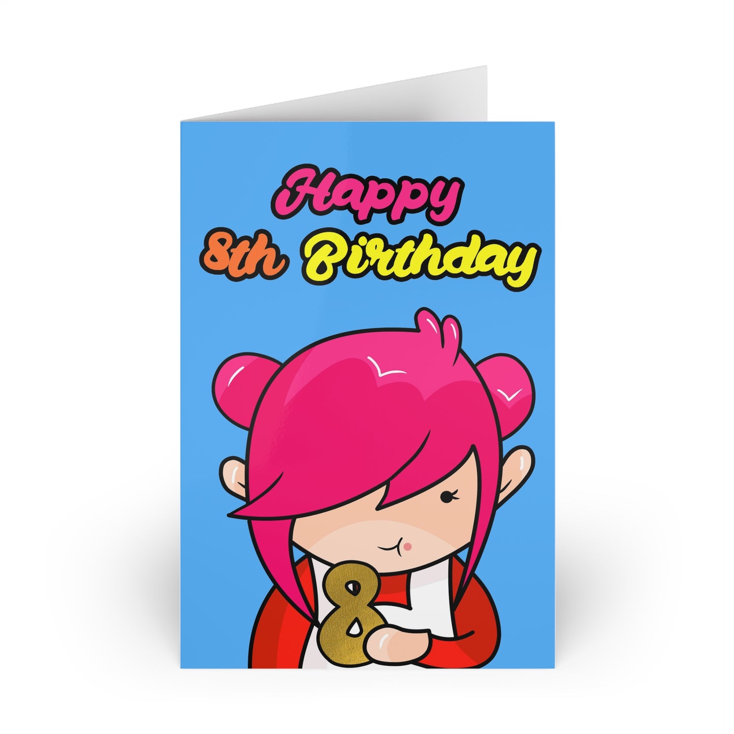 AlphaBetty Happy 8th Birthday Cards (1 or 10-pcs)