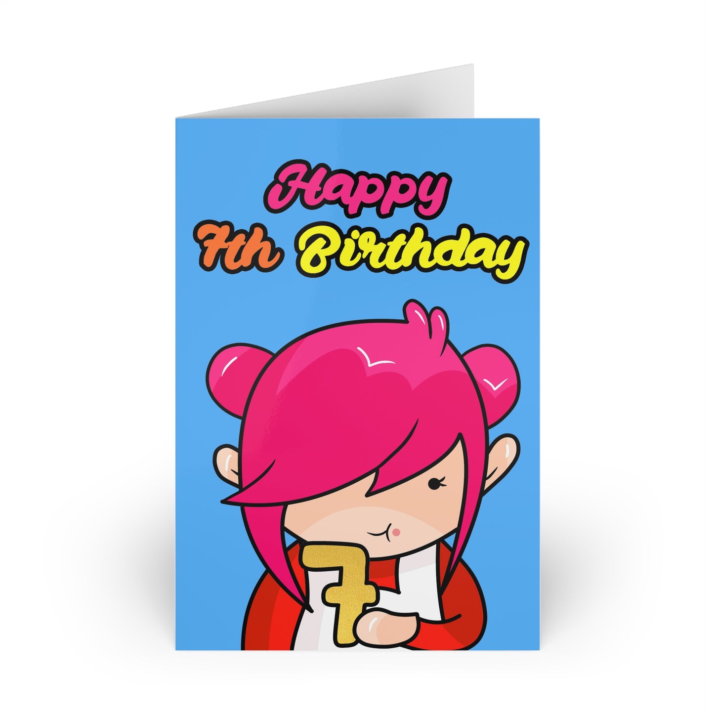 AlphaBetty Happy 7th Birthday Cards (1 or 10-pcs)
