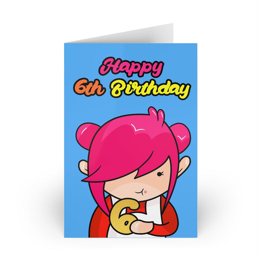 AlphaBetty Happy 6th Birthday Cards (1 or 10-pcs)