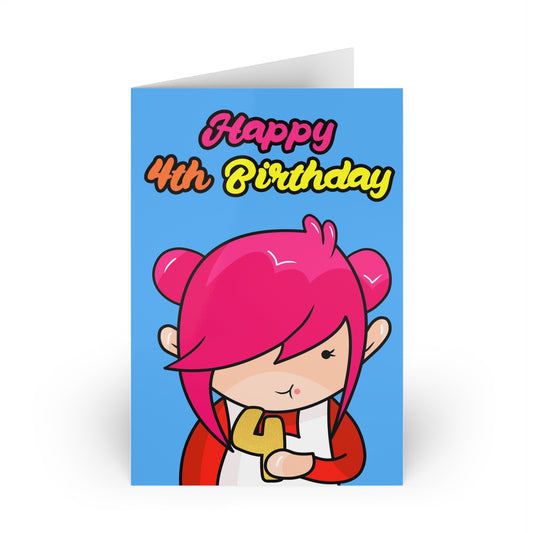 AlphaBetty Happy 4th Birthday Cards (1 or 10-pcs)